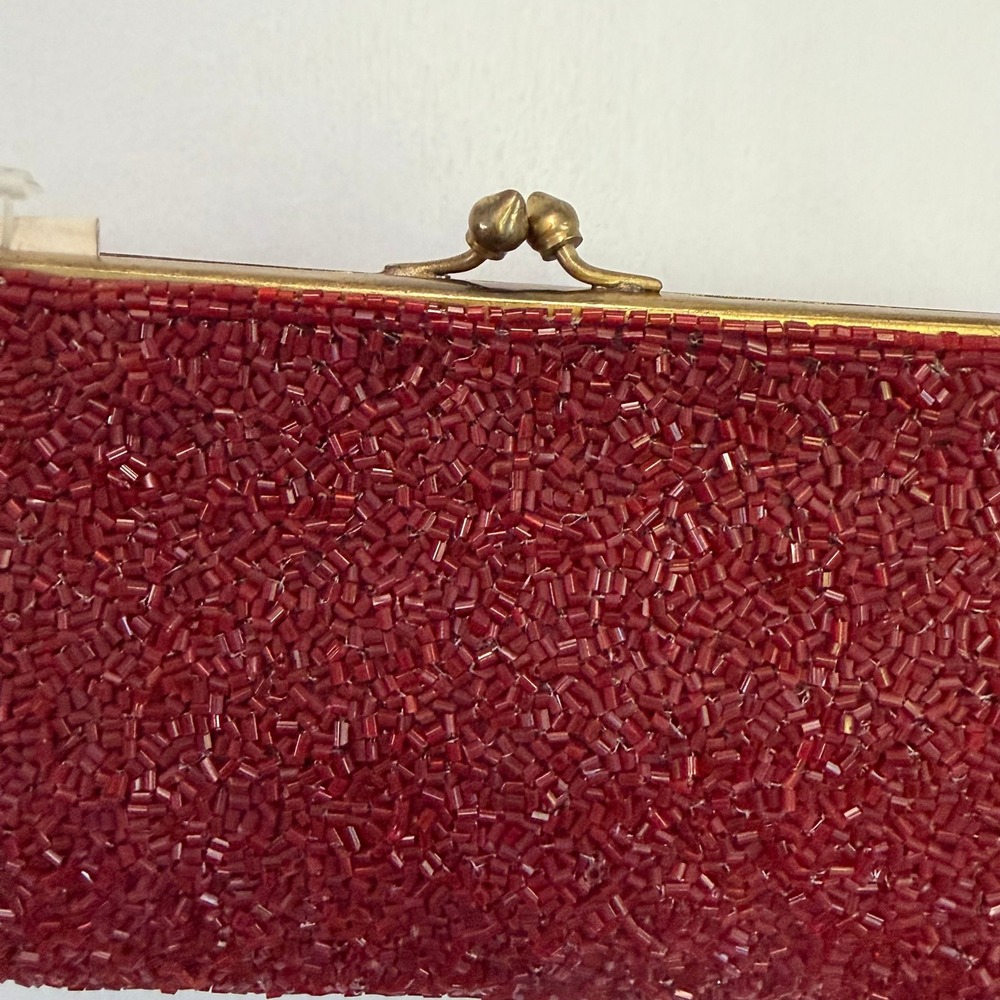 Moyna Beaded Clutch Women OS Burgundy Red